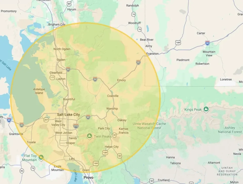 Royal Total Home Services service area map — Northern Utah and Salt Lake Valley